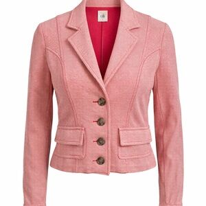 CAbi Red Textured Knit Blazer Womens Small Tailored Preppy Classic Chic